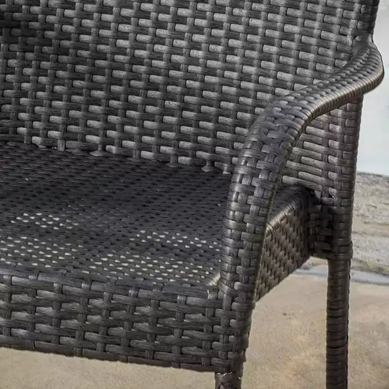 Chaise empilable grise en osier PE 1 pièce, gain de place, résistante aux intempéries pour terrasse et jardin