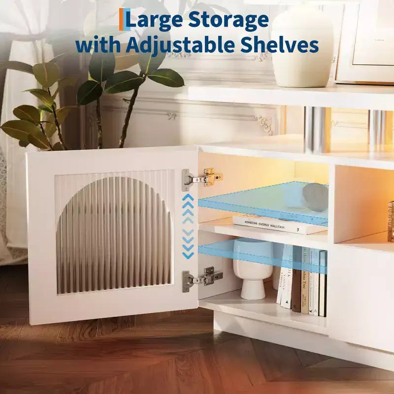 Meuble TV moderne de 59 po - Console média compacte, meuble de divertissement multifonctionnel pour salon