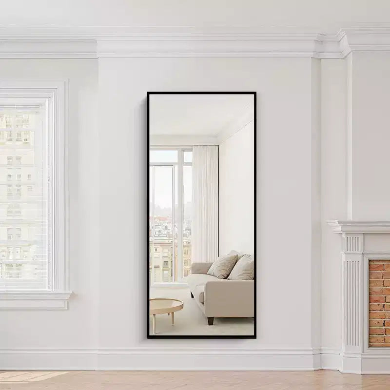 PexFix 28 in. W x 71 in. H Rectangular Metal Framed Full Length Wall Mirror Free Standing Mirror in Black