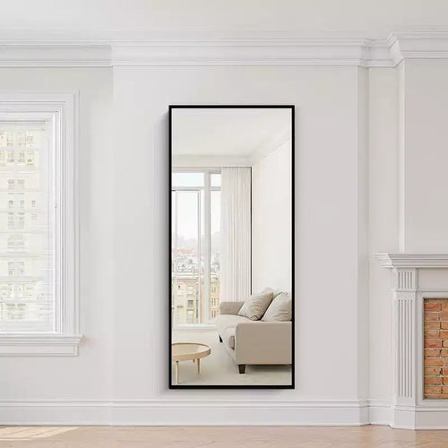 PexFix 28 in. W x 71 in. H Rectangular Metal Framed Full Length Wall Mirror Free Standing Mirror in Black