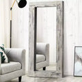 PexFix 31 in. W x 71 in. H Farmhouse Rectangular Solid Wood Framed Full Length Leaning Mirror in Weathered White