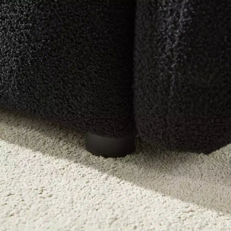 Fauteuil lounge en tissu Teddy 93,4 cm, rembourré, noir, moderne pour appartement, bureau, salon, chambre à coucher