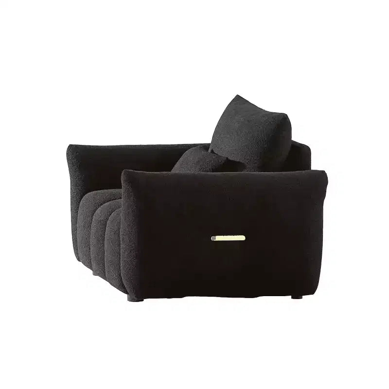 Fauteuil lounge en tissu Teddy 93,4 cm, rembourré, noir, moderne pour appartement, bureau, salon, chambre à coucher