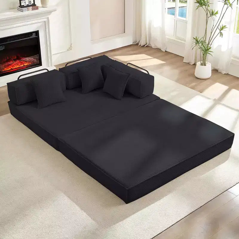 Canapé-lit convertible 66 po avec oreillers, futon pliant, canapé de sol déhoussable et lavable pour petits espaces