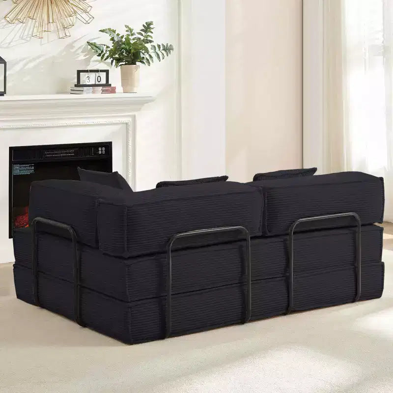Canapé-lit convertible 66 po avec oreillers, futon pliant, canapé de sol déhoussable et lavable pour petits espaces