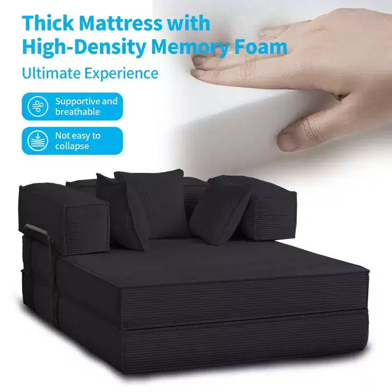Canapé-lit convertible 66 po avec oreillers, futon pliant, canapé de sol déhoussable et lavable pour petits espaces