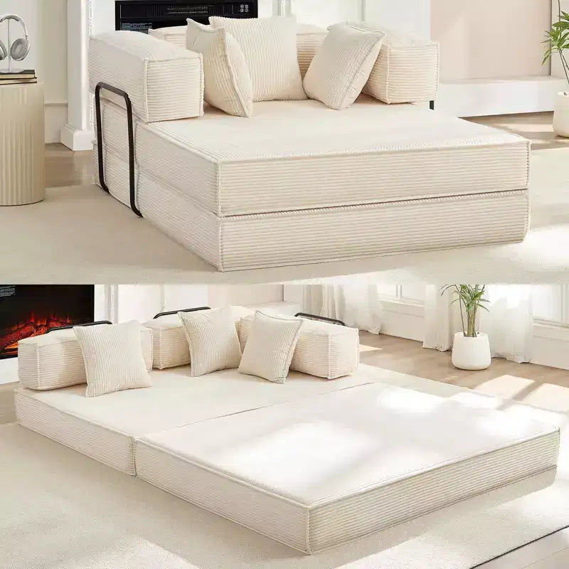 Canapé-lit convertible 66 po avec oreillers, futon pliant, canapé de sol déhoussable et lavable pour petits espaces