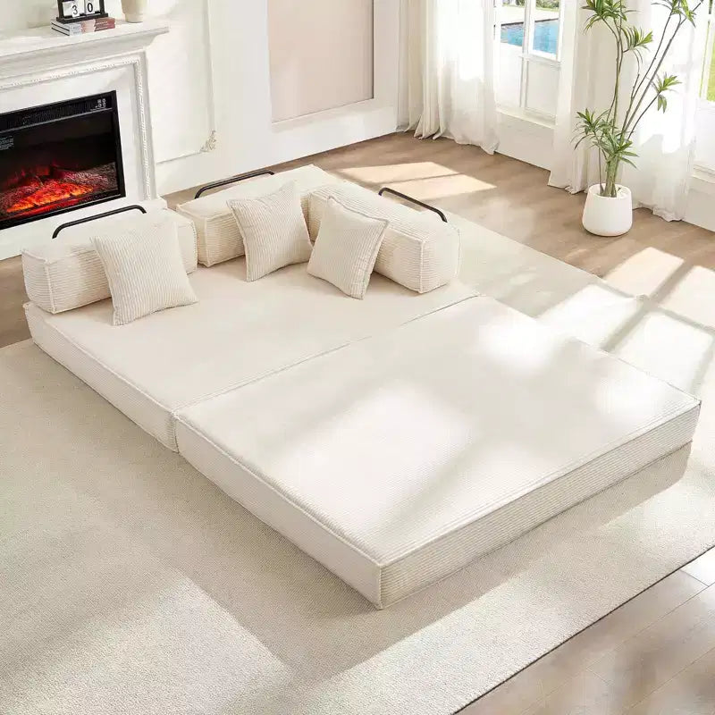 Canapé-lit convertible 66 po avec oreillers, futon pliant, canapé de sol déhoussable et lavable pour petits espaces