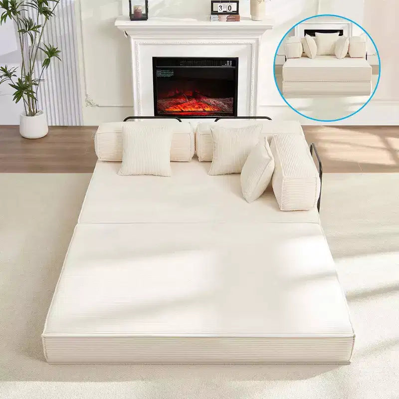 Mjkone 66 Convertible Sleeper Sofa Bed with Pillows, Folding Mattress Couch, Removable Washable Floor Sofa for Small Spaces