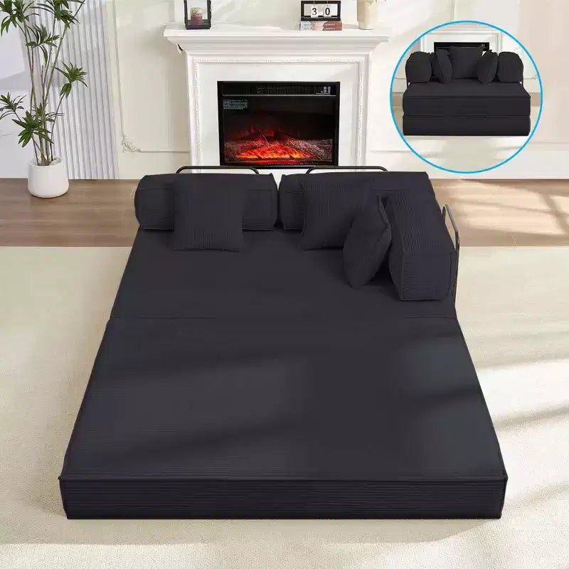Canapé-lit convertible 66 po avec oreillers, futon pliant, canapé de sol déhoussable et lavable pour petits espaces