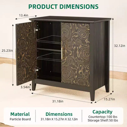 Meuble d'appoint à 2 portes avec étagère réglable, buffet avec pieds en bois, meuble de rangement décoratif pour salon, chambre à coucher, entrée