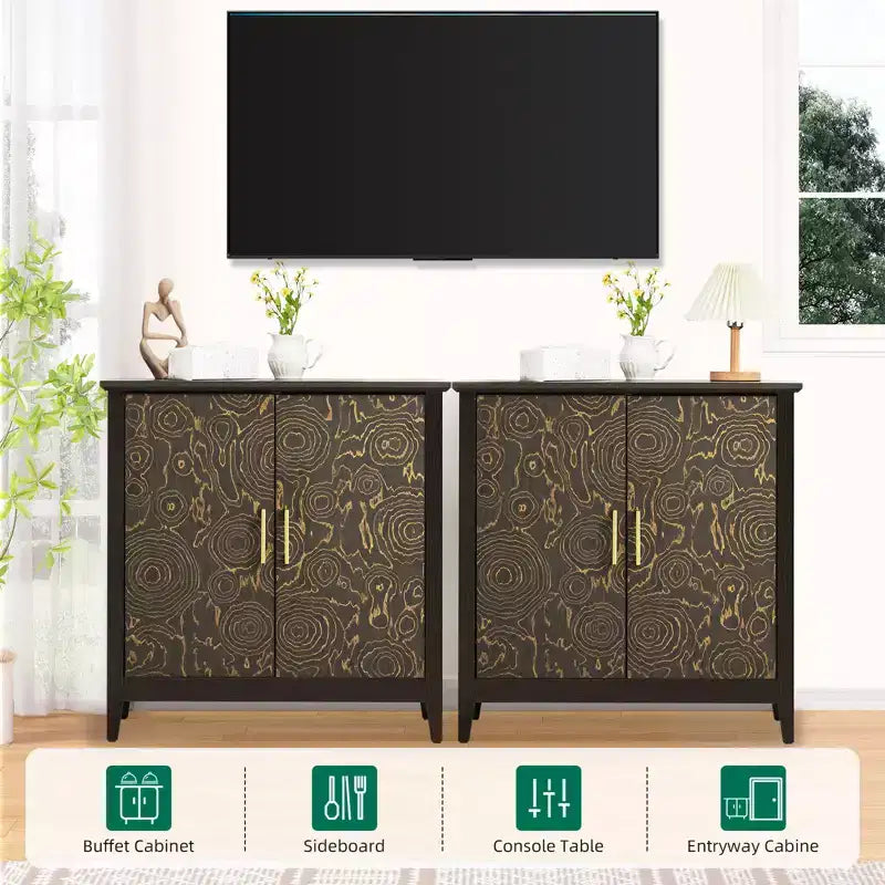 Meuble d'appoint à 2 portes avec étagère réglable, buffet avec pieds en bois, meuble de rangement décoratif pour salon, chambre à coucher, entrée