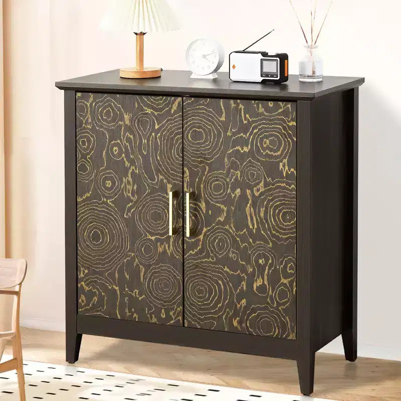 Meuble d'appoint à 2 portes avec étagère réglable, buffet avec pieds en bois, meuble de rangement décoratif pour salon, chambre à coucher, entrée