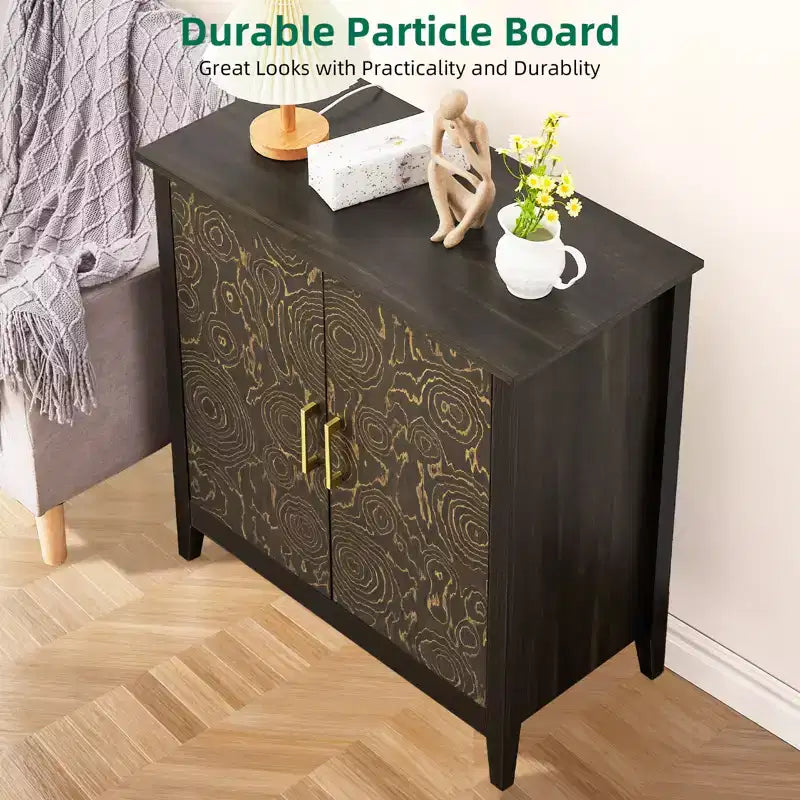 Meuble d'appoint à 2 portes avec étagère réglable, buffet avec pieds en bois, meuble de rangement décoratif pour salon, chambre à coucher, entrée