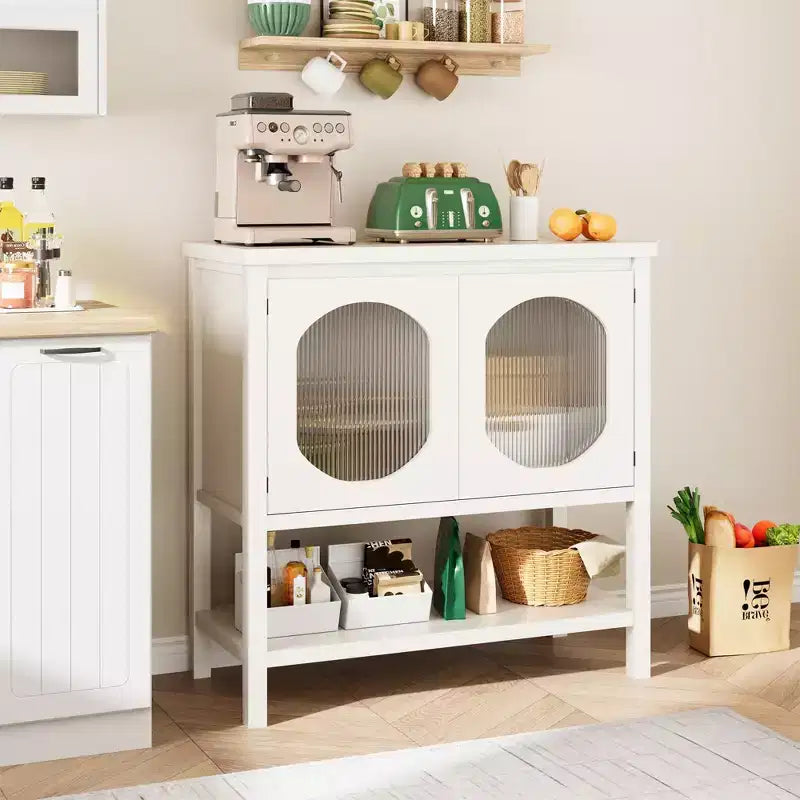 Sideboard Buffet, Cabinet with Storage Shelf - Wood Coffee Bar Liquor Accent Cabinet for Living Room Dining Room