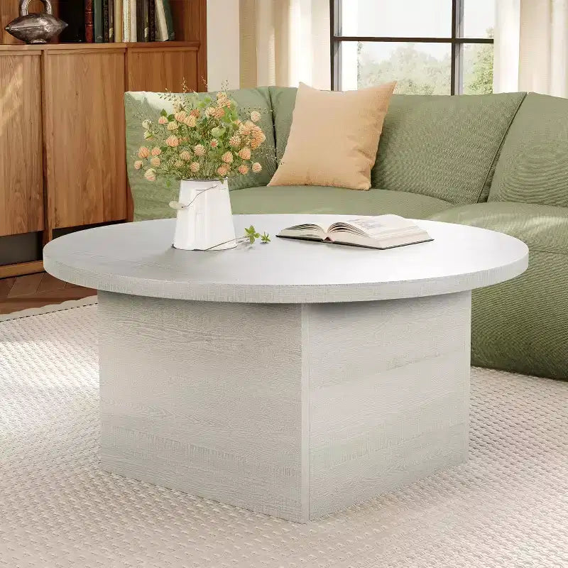 Table basse de ferme 35,5 po en bois d'ingénierie moderne, table résistante aux rayures avec cadre robuste pour salon, bureau à domicile, lounge, marron