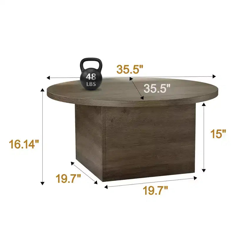 Table basse de ferme 35,5 po en bois d'ingénierie moderne, table résistante aux rayures avec cadre robuste pour salon, bureau à domicile, lounge, marron