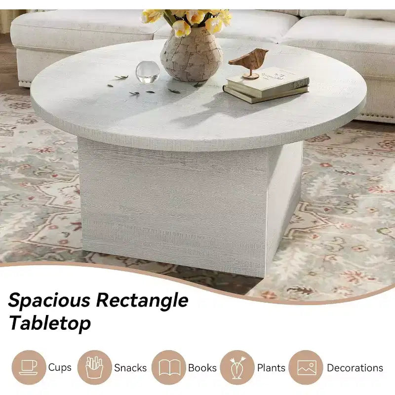 Table basse de ferme 35,5 po en bois d'ingénierie moderne, table résistante aux rayures avec cadre robuste pour salon, bureau à domicile, lounge, marron