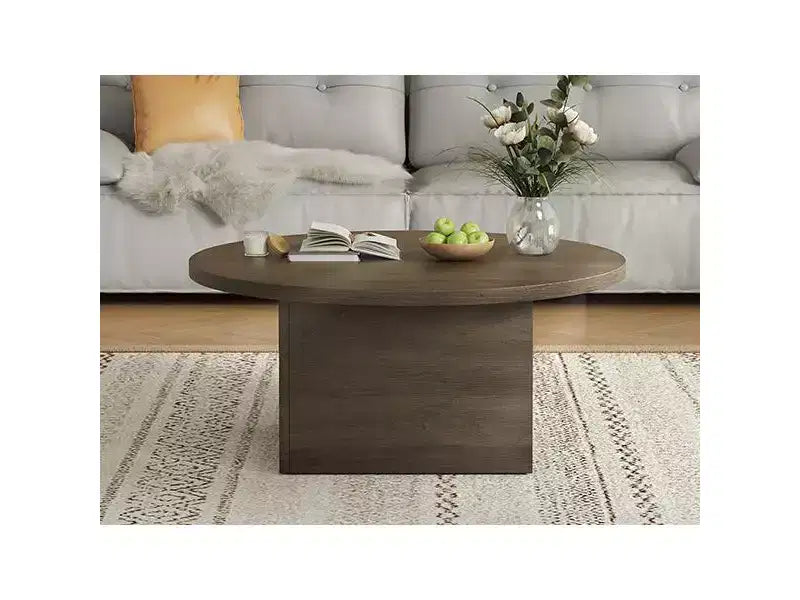 Table basse de ferme 35,5 po en bois d'ingénierie moderne, table résistante aux rayures avec cadre robuste pour salon, bureau à domicile, lounge, marron
