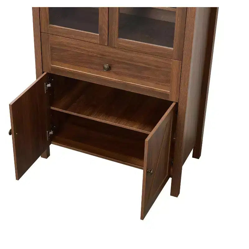 Meuble de cuisine autoportant, Armoire haute avec tiroir et 4 portes, Buffet polyvalent pour salon et salle à manger