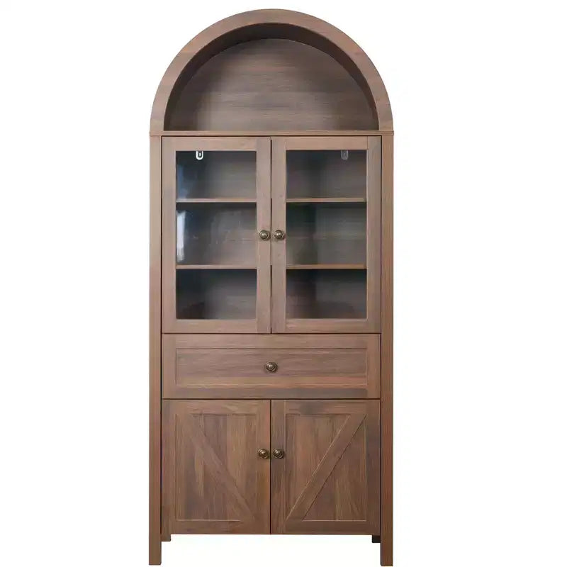 Meuble de cuisine autoportant, Armoire haute avec tiroir et 4 portes, Buffet polyvalent pour salon et salle à manger