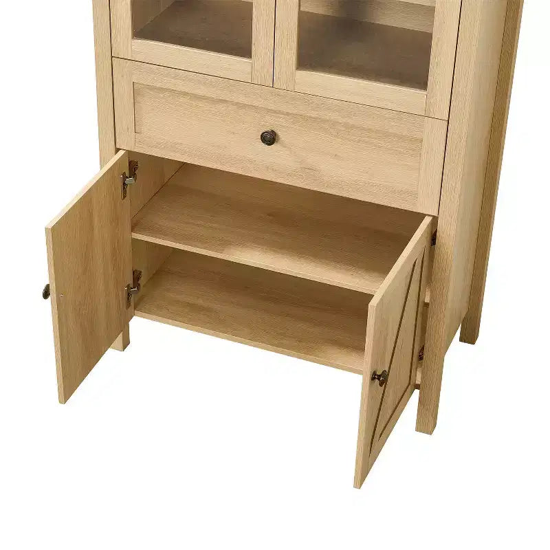 Meuble de cuisine autoportant, Armoire haute avec tiroir et 4 portes, Buffet polyvalent pour salon et salle à manger