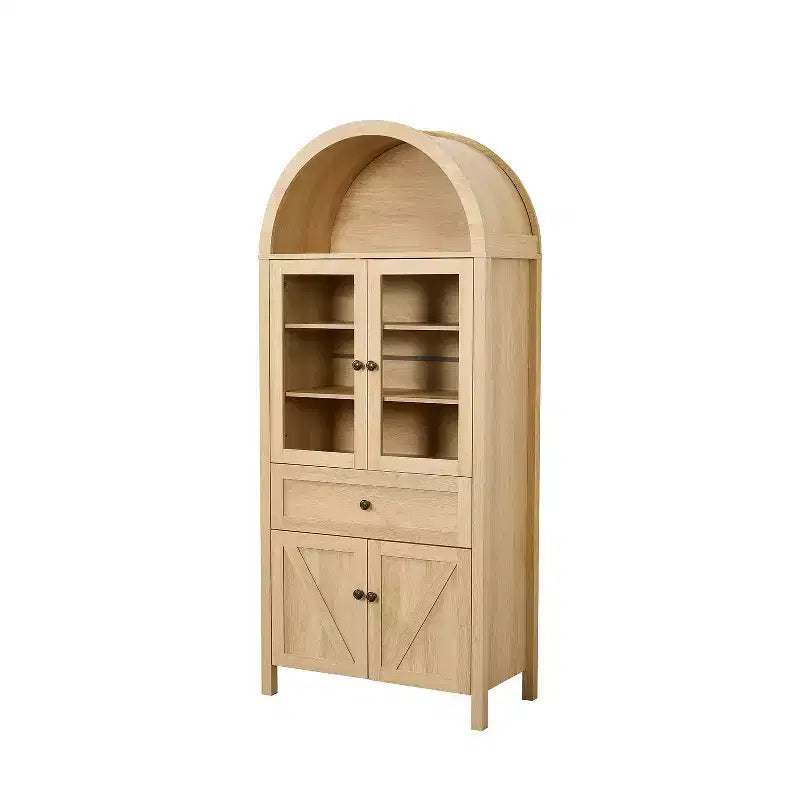 Meuble de cuisine autoportant, Armoire haute avec tiroir et 4 portes, Buffet polyvalent pour salon et salle à manger