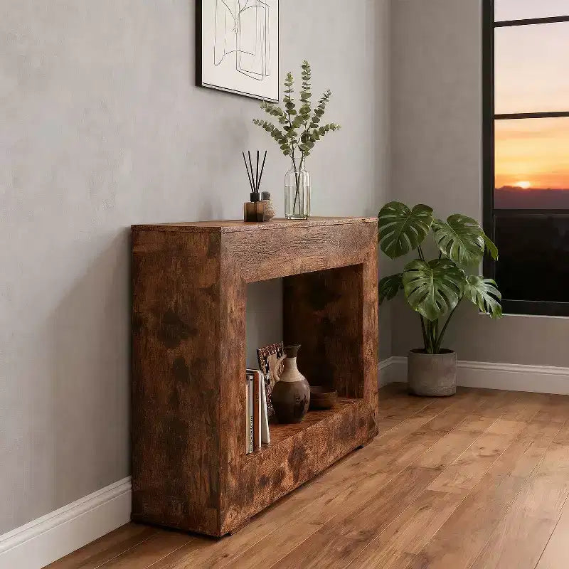 Console avec étagère ouverte pour entrée ou salon, marron rustique