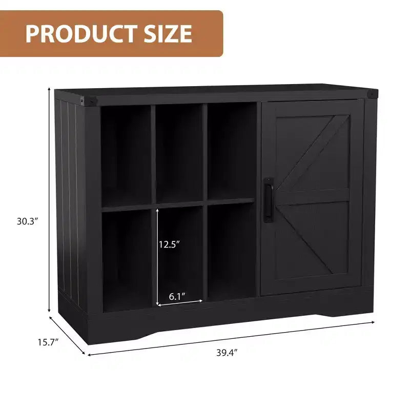 Meuble tour de disque moderne, meuble de rangement pour platine de style ferme avec porte coulissante, console de rangement pour vinyles en bois pour salon, noir