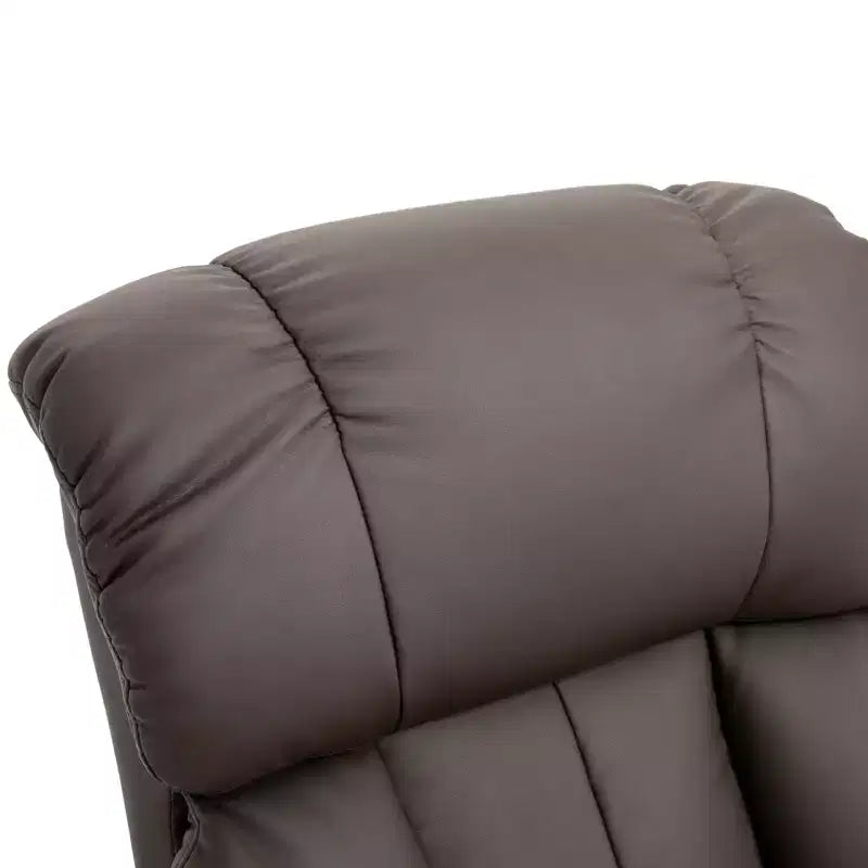 Fauteuil inclinable avec repose-pieds ottoman, fauteuil inclinable de massage vibrant avec revêtement en similicuir et base pivotante en bois pour salon et chambre à coucher