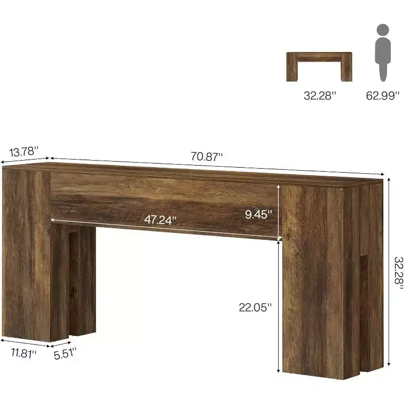 Table console longue de 71", Table console de canapé de ferme derrière le canapé, Table d'entrée pour le couloir, le foyer, le salon