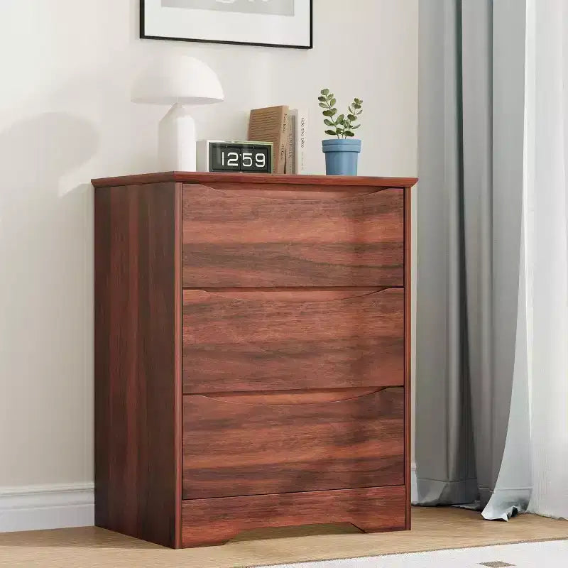 Commode en bois à 3 tiroirs, armoire moderne et haute avec grand espace de rangement, commode large pour chambre à coucher ou salon