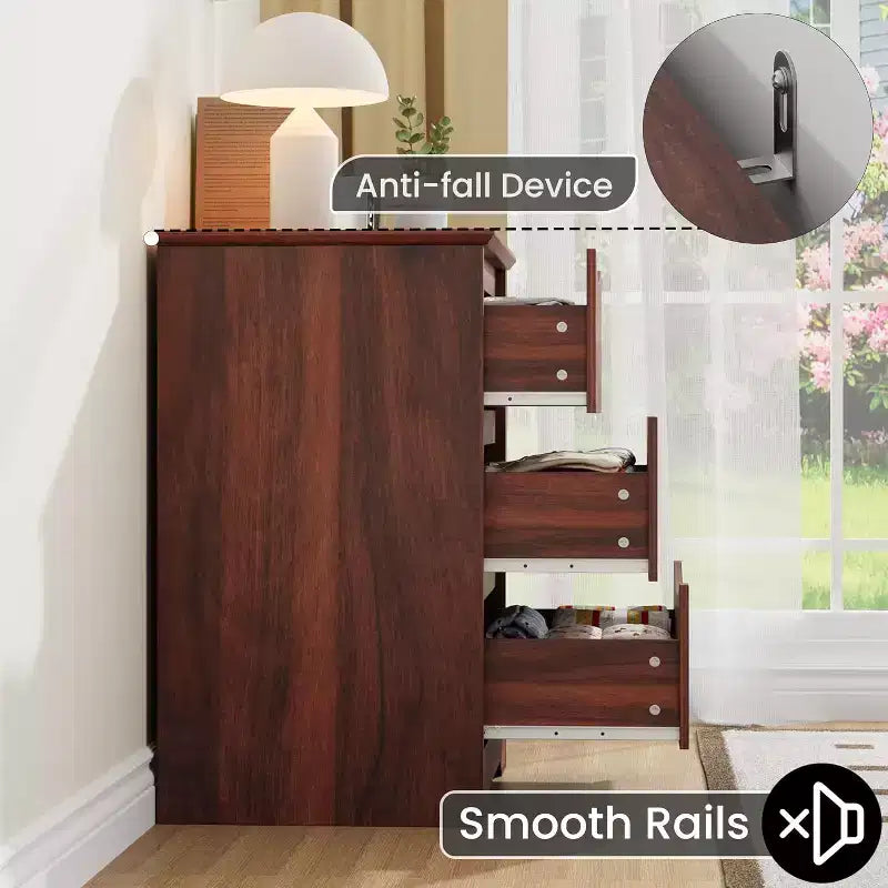 Commode en bois à 3 tiroirs, armoire moderne et haute avec grand espace de rangement, commode large pour chambre à coucher ou salon