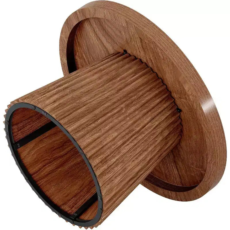 31,5 Tables basses rondes avec base cylindrique cannelée, table d'appoint de style rustique pour salon, appartement, petit espace