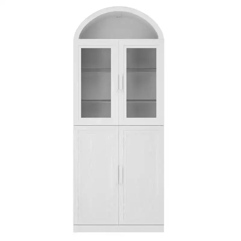 Vitrine arquée autoportante avec portes vitrées et étagères réglables Meuble de rangement en bois pour salon, bureau à domicile, salle à manger