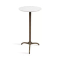 Kate and Laurel Henshall Marble and Metal Round Side Table, White and Bronze, 12x12x24