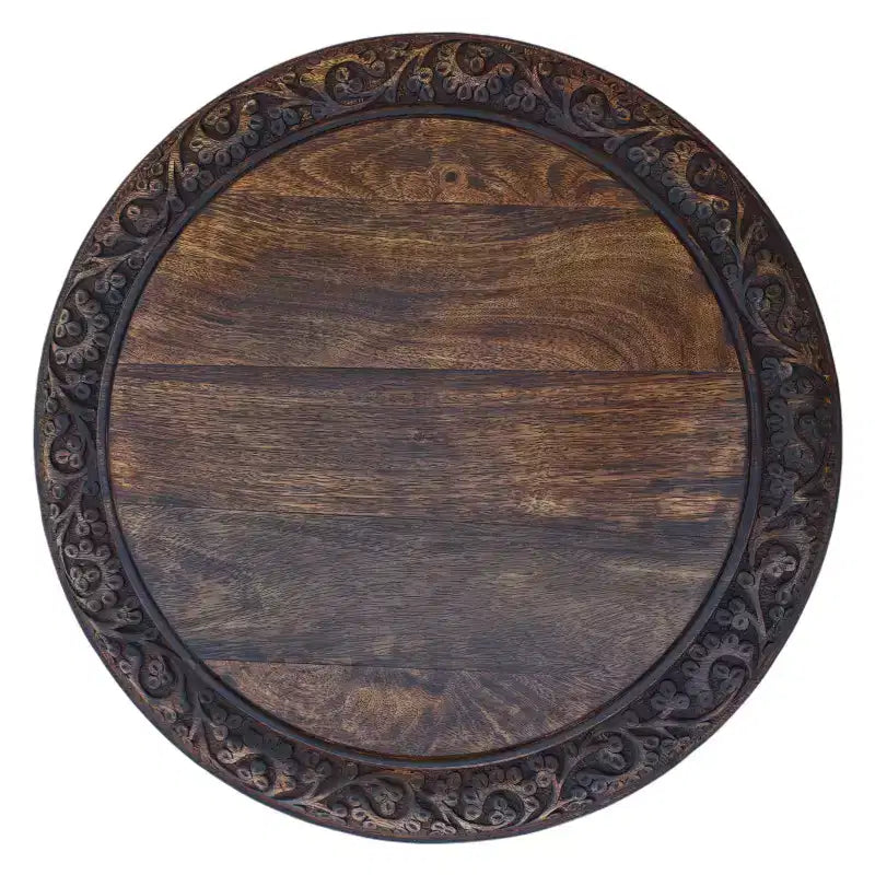Table basse d'appoint pliante sculptée à la main en bois Chocolat Noir - The Urban Port