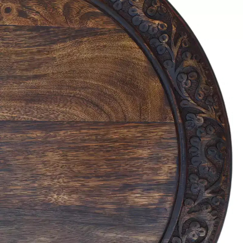 Table basse d'appoint pliante sculptée à la main en bois Chocolat Noir - The Urban Port