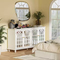 Famapy White Apsolon 63'' Wide Sideboard with Modern Design Accent Buffet Cabinet Mirror Doors Organizers