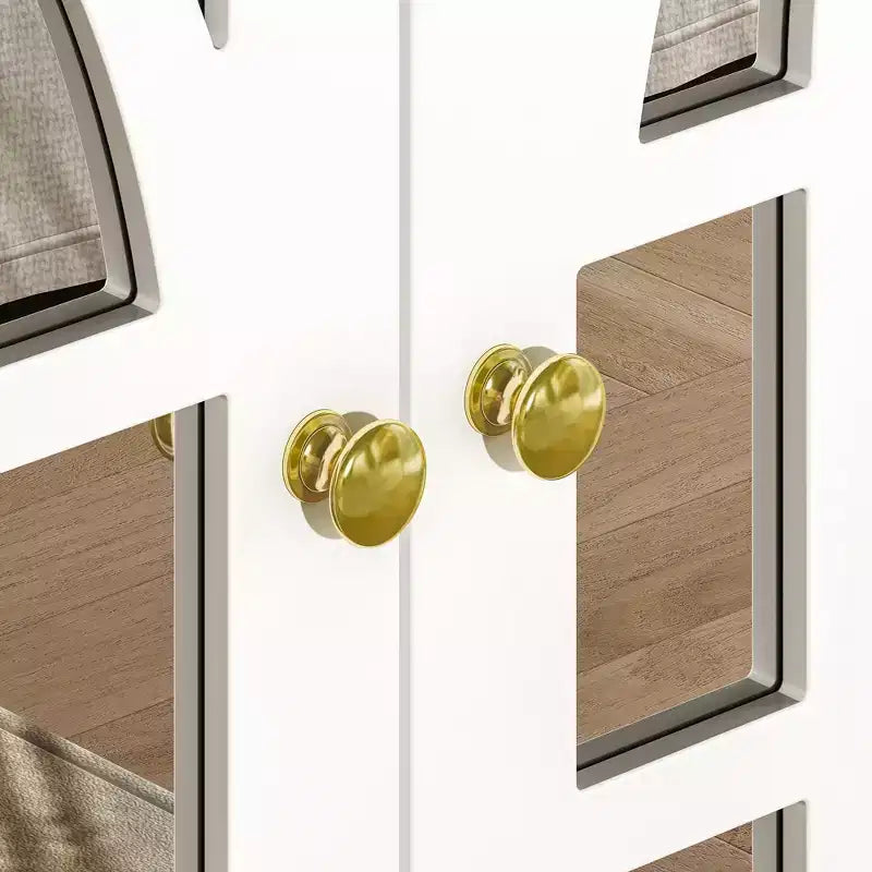 Bahut blanc de 160 cm de large avec accents de design moderne, buffet avec portes miroir et organisateurs