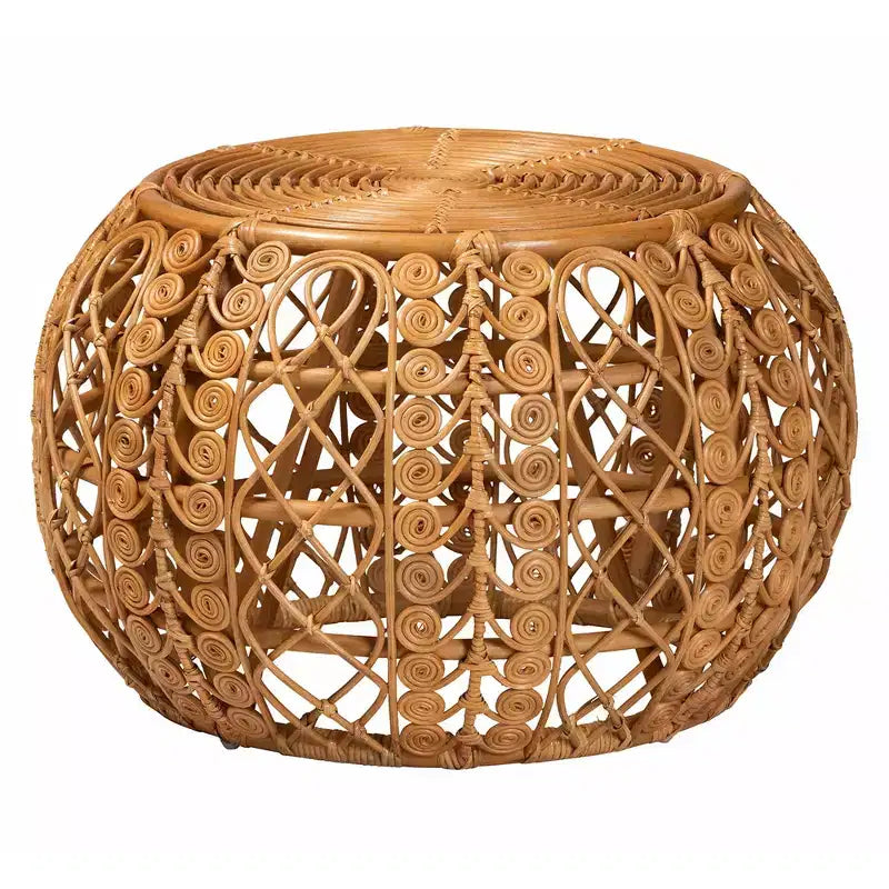 Table basse en rotin brun naturel bali & pari Tiramisu, style bohème moderne