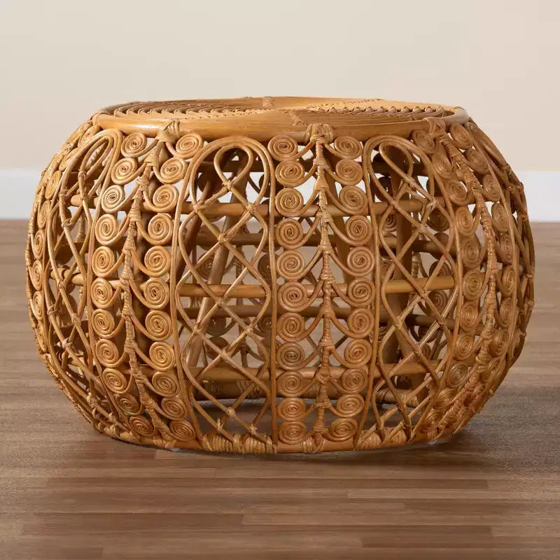 Table basse en rotin brun naturel bali & pari Tiramisu, style bohème moderne