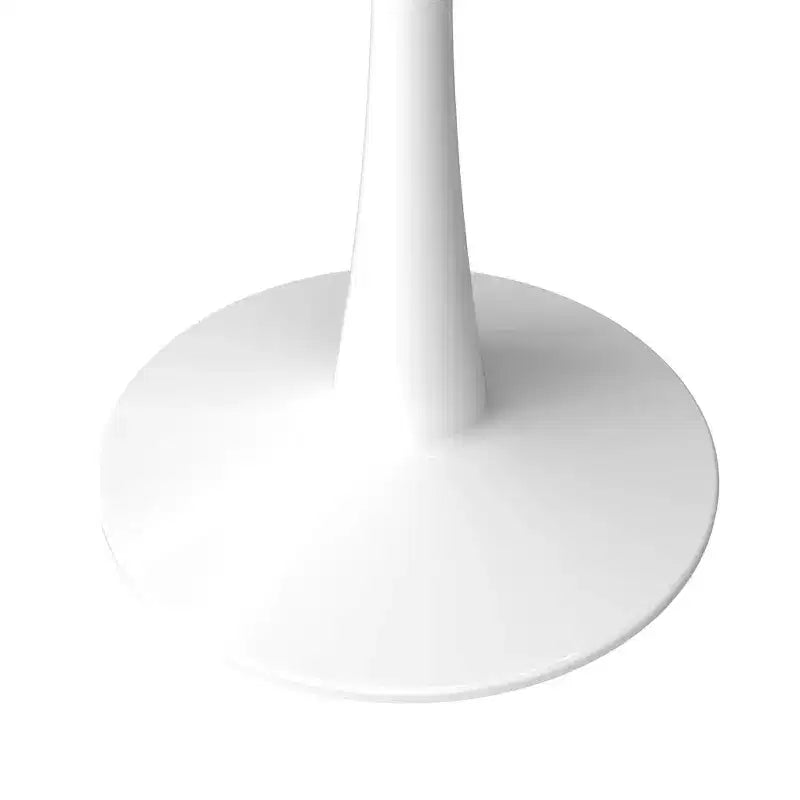 Table à manger ronde de 35" avec plateau en pierre frittée et piétement central en acier blanc pour cuisine et petits espaces